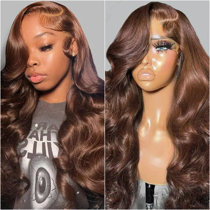 Chocolate Brown Body Wave HD Lace Front Wig – Transparent 13x4 & 13x6