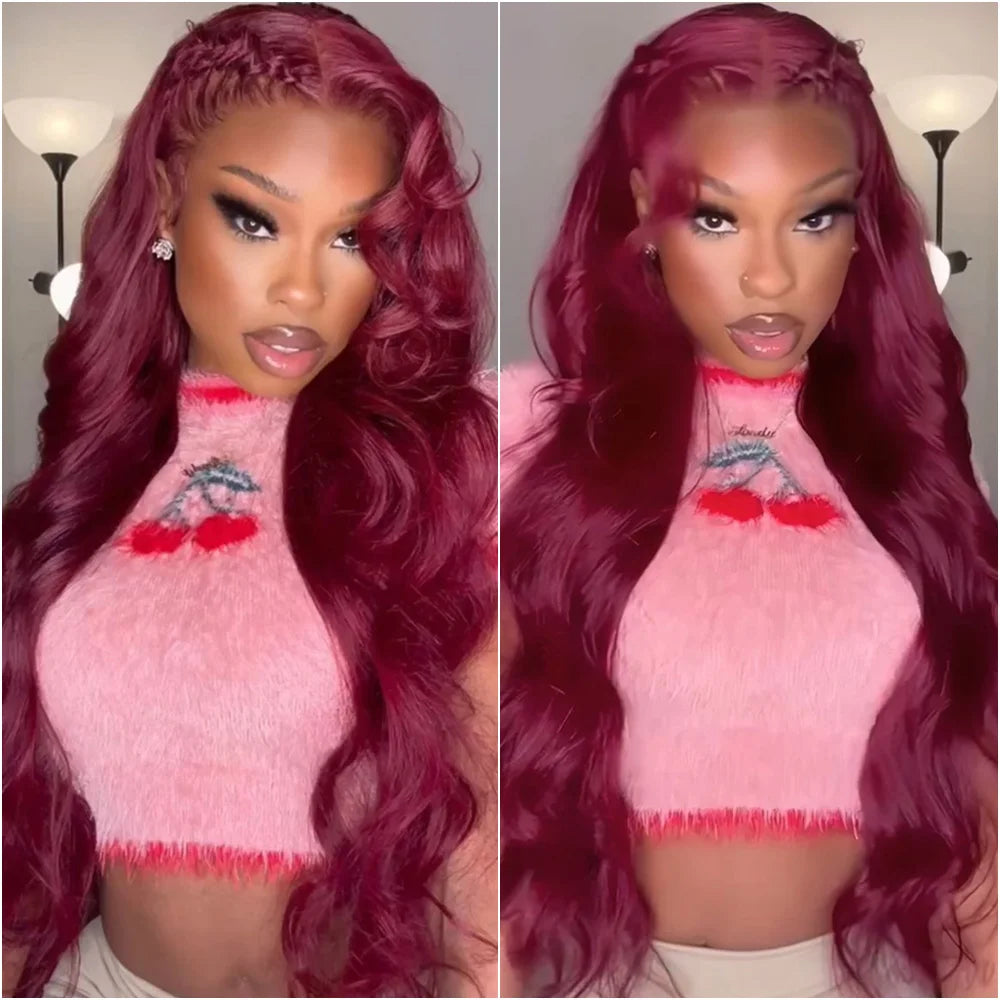 99J Burgundy Body Wave HD Lace Front Wig – Pre-Plucked 13x4 & 13x6, 220%