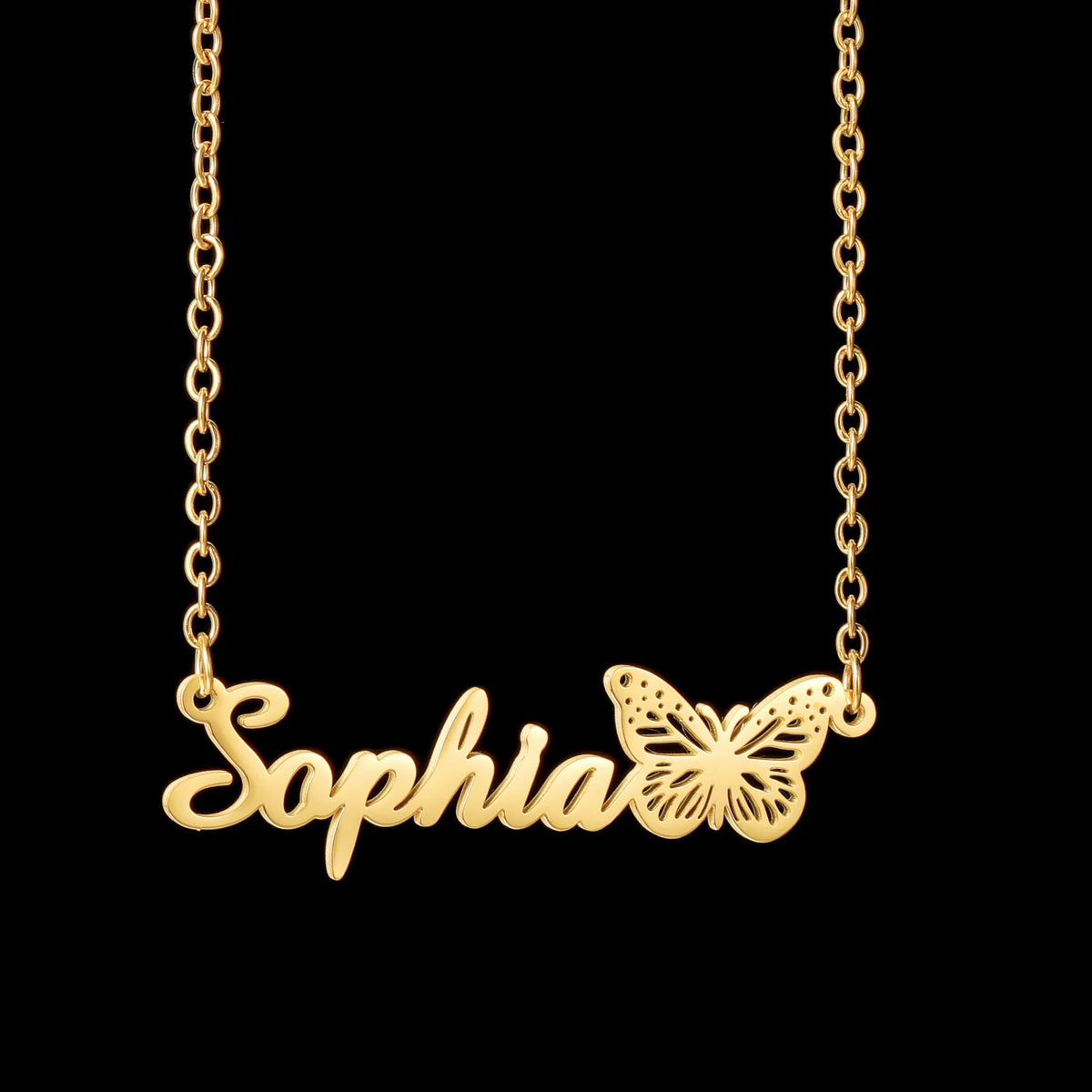 Atoztide Custom Name Necklace for Women with Butterfly Personalized Stainless Steel Jewelry Nameplate Choker Chain Birthday Gift