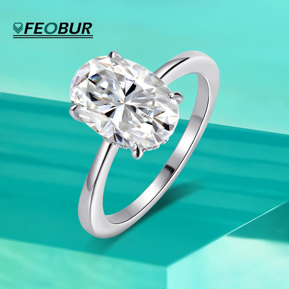 4.5CT Oval Cut Full Moissanite Rings for Women 925 Sterling Silver Certified Lab Diamond Engagement Wedding Ring Female Jewelry