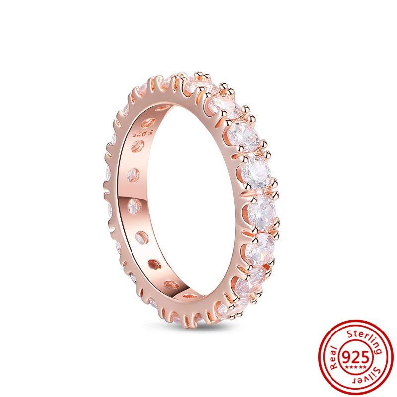 925 Sterling Silver Original Rose Gold Plated Fashion Women Ring Flower Green Zircon Design Jewelry Exquisite Wedding Gift Rings