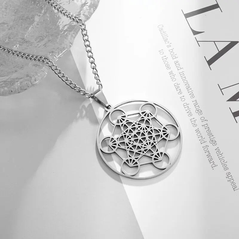 Stainless Steel 7 Archangel Seal Necklace Men's Solomon Kabbalah Seal Pendant Supernatural Protection Amulet Magical Jewelry