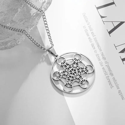 Stainless Steel 7 Archangel Seal Necklace Men's Solomon Kabbalah Seal Pendant Supernatural Protection Amulet Magical Jewelry