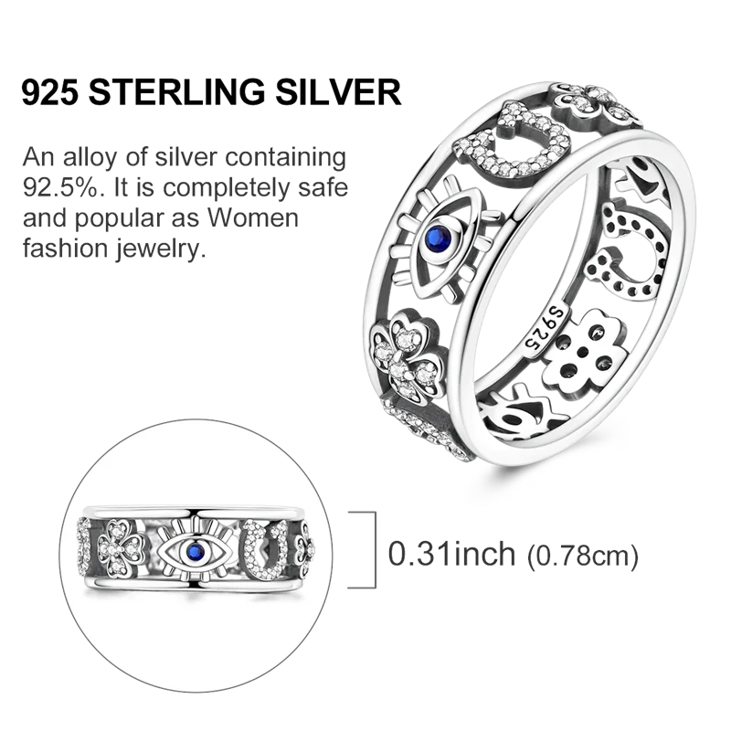 925 Sterling Silver Rings Infinite Love Sun Moon Eye Flower Ring For Women Original Wedding Ring Jewelry Gift