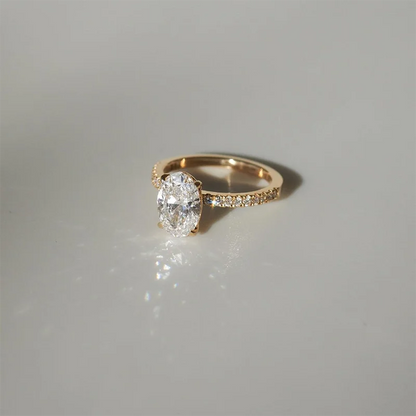 Minimalist 1-3ct Oval Cut Moissanite Half Eternity Engagement Ring 925 Sterling Silver for Woman Girl Gold Plated Handmade Rings