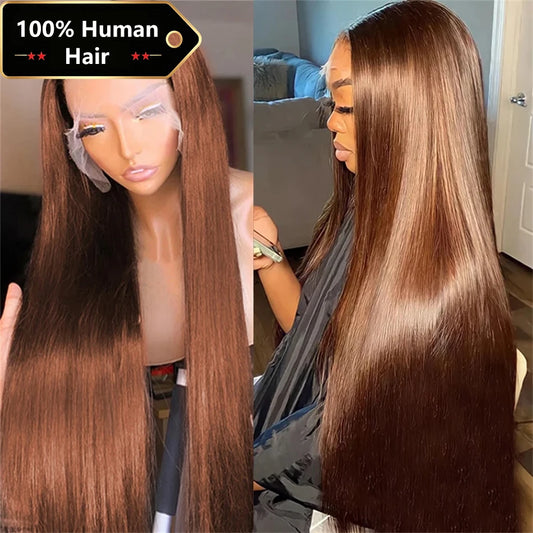 Chocolate Brown Straight Lace Front Wig – 13x4, 13x6 HD, 4x4 & 5x5 Closure