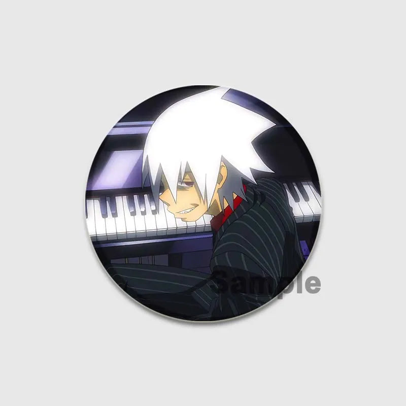 58MM Anime Soul Eater Pins Tinplate Brooch Figure Badge Handmade Brooches for Backpack Clothes Decoration Fashion Jewelry Gifts
