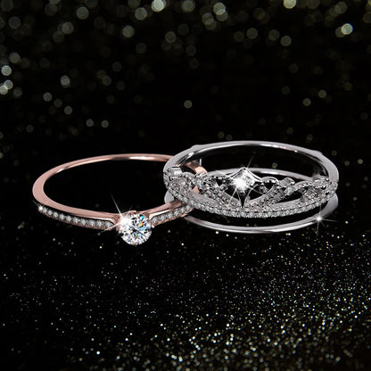 Trumium 0.3ct 925 Sterling Silve Moissanite Diamond Crown Rings for Women Anniversary Party Fine Jewelry Gifts with Certificate