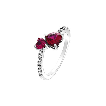 925 Silver Women Jewerly Accessories Ring Size 6 7 8 9 Pink Heart CZ Stone Red Black Rings DIY Birthday Gift Party