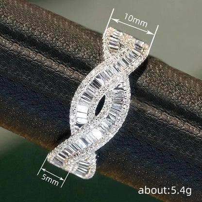 Huitan Twisty Design Women Rings Inlaid Bright Cubic Zirconia For Wedding Party Engagement Delicate Elegant Accessories Jewelry