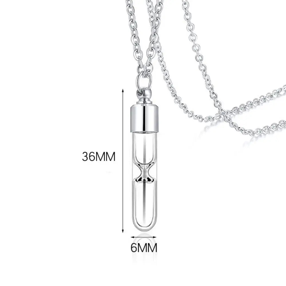 Portable Ashes Holder Glass Bottle Necklace with Chain Fillable Wishing Bottle Keepsake DIY Perfume Vial Pendant