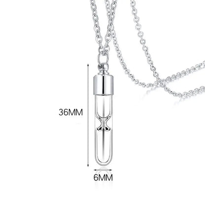Portable Ashes Holder Glass Bottle Necklace with Chain Fillable Wishing Bottle Keepsake DIY Perfume Vial Pendant