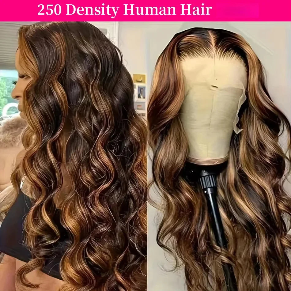 4/27 Highlight Honey Blonde Body Wave HD Lace Frontal Wig – Pre-Plucked 13x4 & 13x6