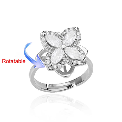 Rotating Four Clover Wedding Rings for Women Stainless Steel Anti-Stress Anxiety Ring Adjustable Aesthetic Jewelry anillos mujer