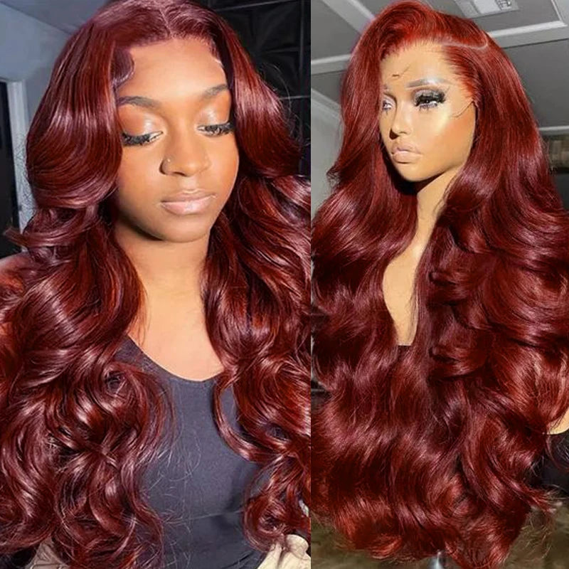 Reddish Brown #33 Body Wave Lace Front Wig – Pre-Plucked 13x6 with Baby Hair, 180% Density