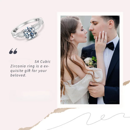 5A Cubic Zirconia Engagement Ring 1ct/3ct/5ct Women's Round Cut Twisted Vine Wedding Bands Sterling Silver Promise Rings with 18K White Gold Plated Fine Jewelry