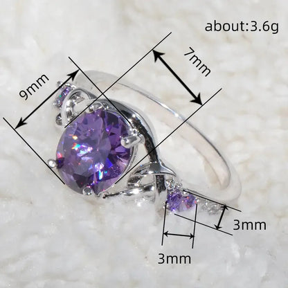 925 Sterling Silver Purple CZ Rings for Women Luxury Elegant Engagement Wedding Anniversary Party Accessories