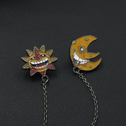 Anime Soul Eater Sun and Moon Broochs Pin Cartoon Enamel Metal Clothes Bag Coats Lapel Badge Pin Anime Lovers Accessories
