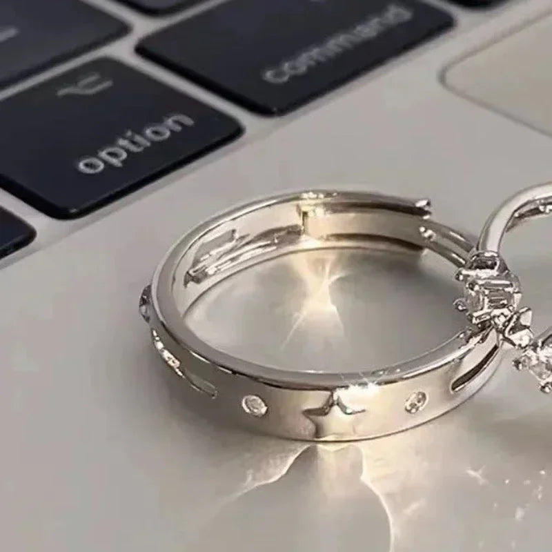 Star Couple Models Adjustable Ring Men And Women Simple Index Finger Rings Light Luxury Tide Cool Pair Of Rings Jewelry Gift