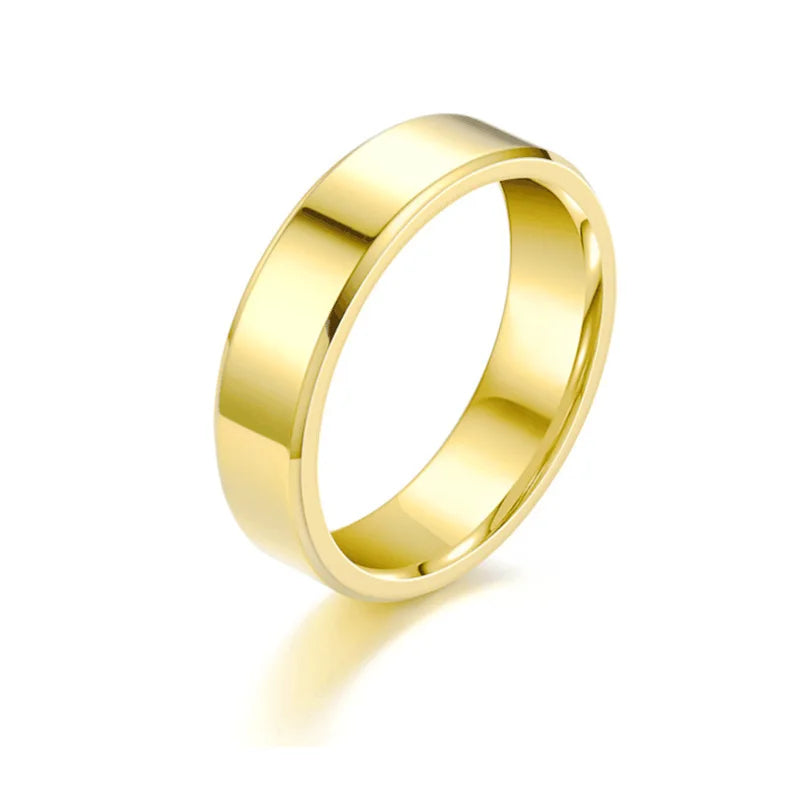 Smooth Stainless Steel Couple Rings Gold Simple 4MM 6MM Women Men Lovers Wedding Jewelry Engagement Halloween Christmas Gifts