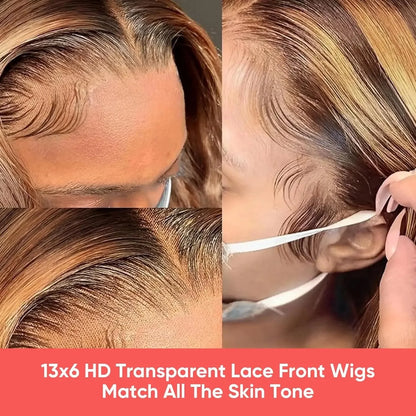 4/27 Highlight Honey Blonde Bone Straight HD Lace Frontal Wig – Pre-Plucked 13x6 & 13x4