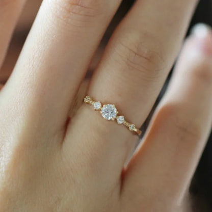 New INS Gold Color Noble Trend Dainty Rings For Women Entry Lux Zircon Midi Finger Rings For Female Anniversary Jewelry KAR229