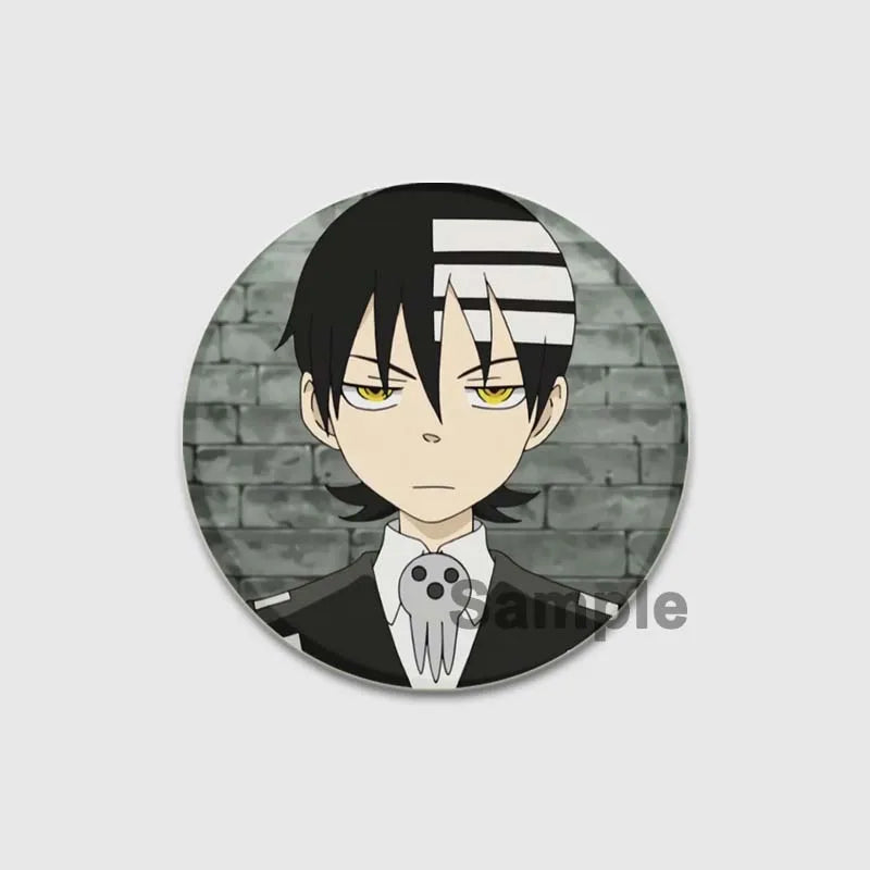 58MM Anime Soul Eater Pins Tinplate Brooch Figure Badge Handmade Brooches for Backpack Clothes Decoration Fashion Jewelry Gifts