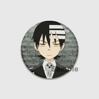 58MM Anime Soul Eater Pins Tinplate Brooch Figure Badge Handmade Brooches for Backpack Clothes Decoration Fashion Jewelry Gifts