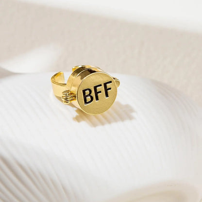 2Pcs Upgraded BFF Rings Magnetic Buckle and Bettler Rotating Bearings Anime Rings for Best Friends Cartoon Aesthetic Jewelry