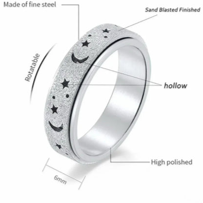 6MM Rotate Freely Spinning Stainless Steel Anxiety Rings For Women Spinner Fidgets Ring Anti Stress Men Rotating Punk Jewelry