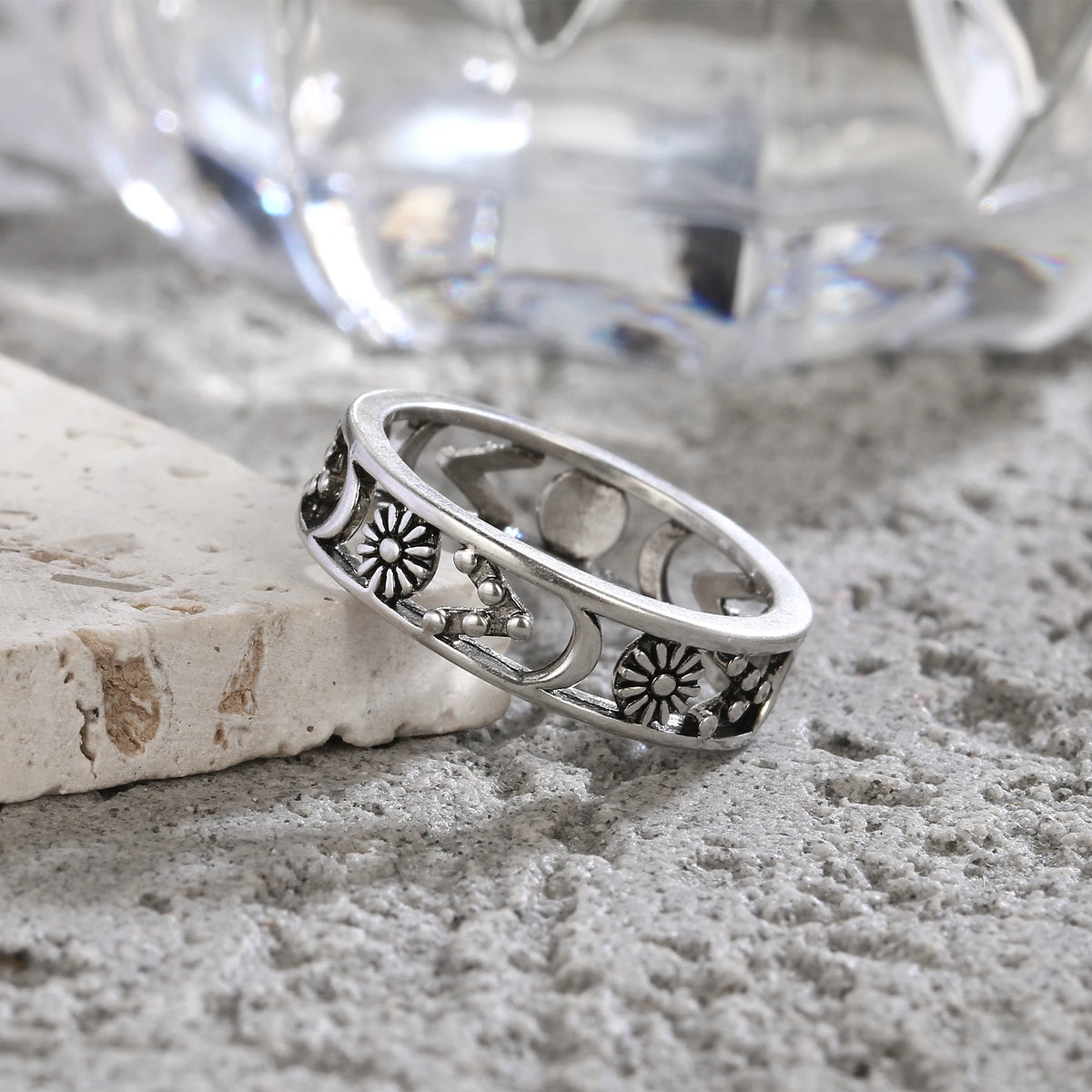 925 Sterling Silver Ring Vintage Hollow Out Design and Delicate Vintage Flower Hip Pop Rings Fine Jewelry Gift For Women Men