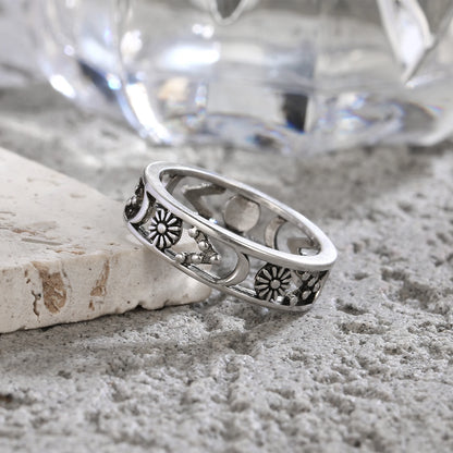 925 Sterling Silver Ring Vintage Hollow Out Design and Delicate Vintage Flower Hip Pop Rings Fine Jewelry Gift For Women Men
