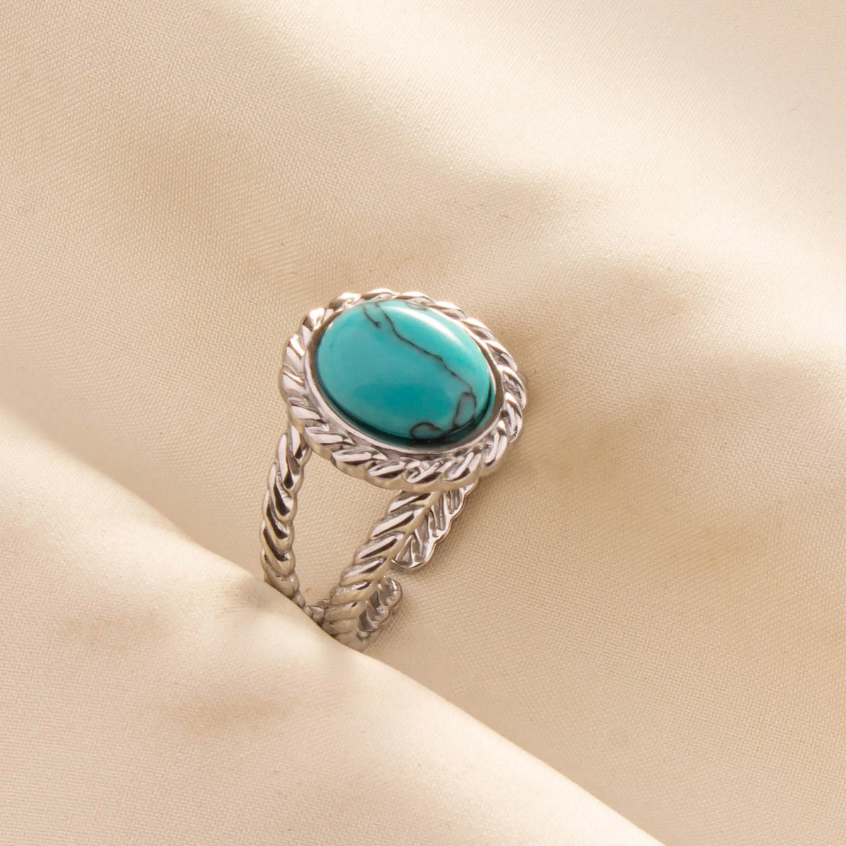 1pc Stainless Steel Boho Turquoise Open Finger Rings Trendy Adjustable Women Ethnic Multi Layers Stackable Anillos Jewelry