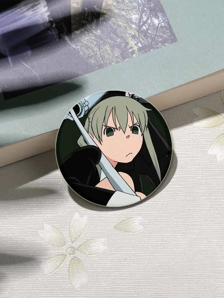 58MM Anime Soul Eater Pins Tinplate Brooch Figure Badge Handmade Brooches for Backpack Clothes Decoration Fashion Jewelry Gifts