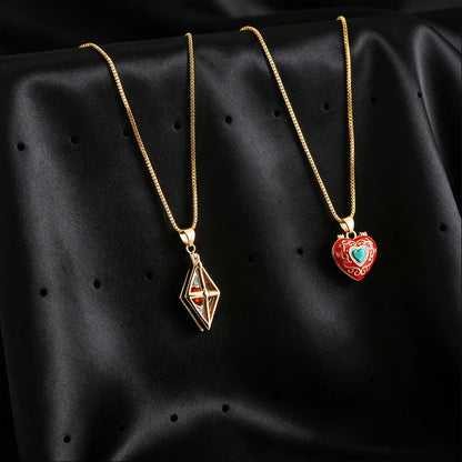Anime Sugar Sugar Rune Necklace Open Heart Diamond Shaped Chocolat Pierre Vanilla Couple Pendants Cosplay Party Accessory Gift