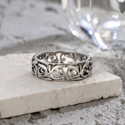 925 Sterling Silver Ring Vintage Hollow Out Design and Delicate Vintage Flower Hip Pop Rings Fine Jewelry Gift For Women Men