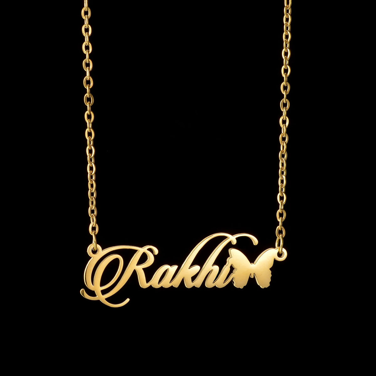 Atoztide Custom Name Necklace for Women with Butterfly Personalized Stainless Steel Jewelry Nameplate Choker Chain Birthday Gift