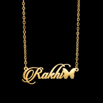 Atoztide Custom Name Necklace for Women with Butterfly Personalized Stainless Steel Jewelry Nameplate Choker Chain Birthday Gift