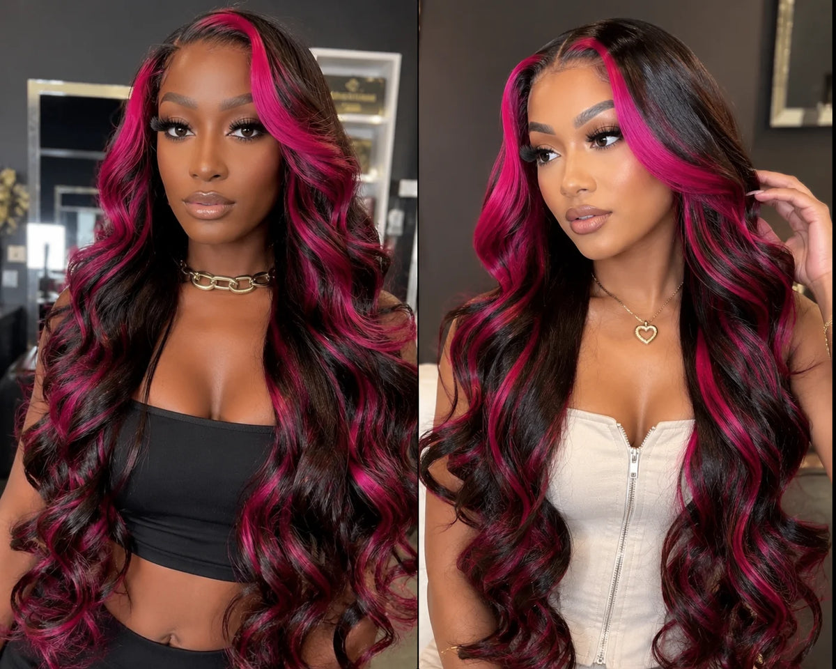 1B/Pink Ombre 13x6 HD Lace Front Wig – Pre-Plucked Body Wave, 220% Density Colored