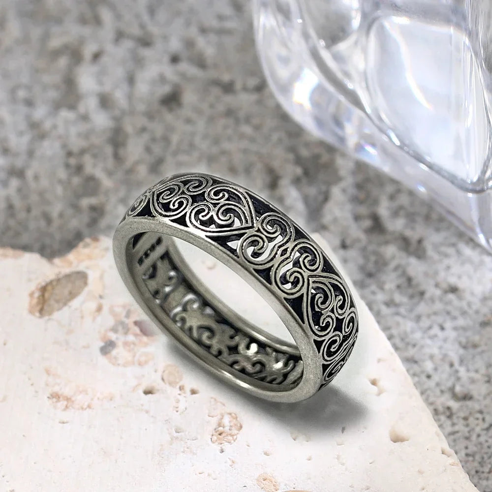 925 Sterling Silver Ring Vintage Hollow Out Design and Delicate Vintage Flower Hip Pop Rings Fine Jewelry Gift For Women Men