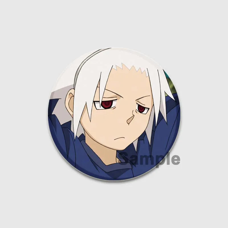 58MM Anime Soul Eater Pins Tinplate Brooch Figure Badge Handmade Brooches for Backpack Clothes Decoration Fashion Jewelry Gifts