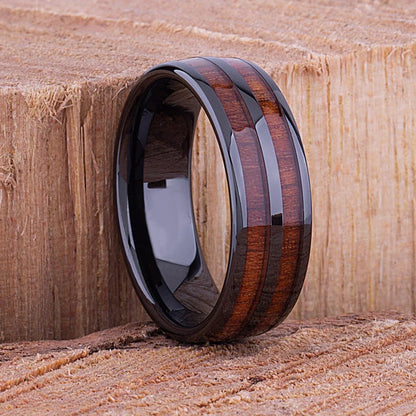 Fashion 8mm Men Stainless Steel Rings Inlay Meteorite Abalone Shell Rings For Men Women Wedding Engagement Band Jewelry Gift