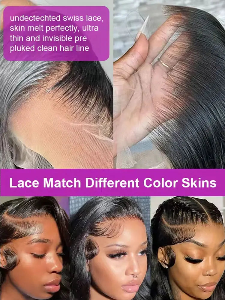 Natural Black Body Wave HD Lace Front Wig – 13x6, 13x4 & 5x5 Glueless, 250%