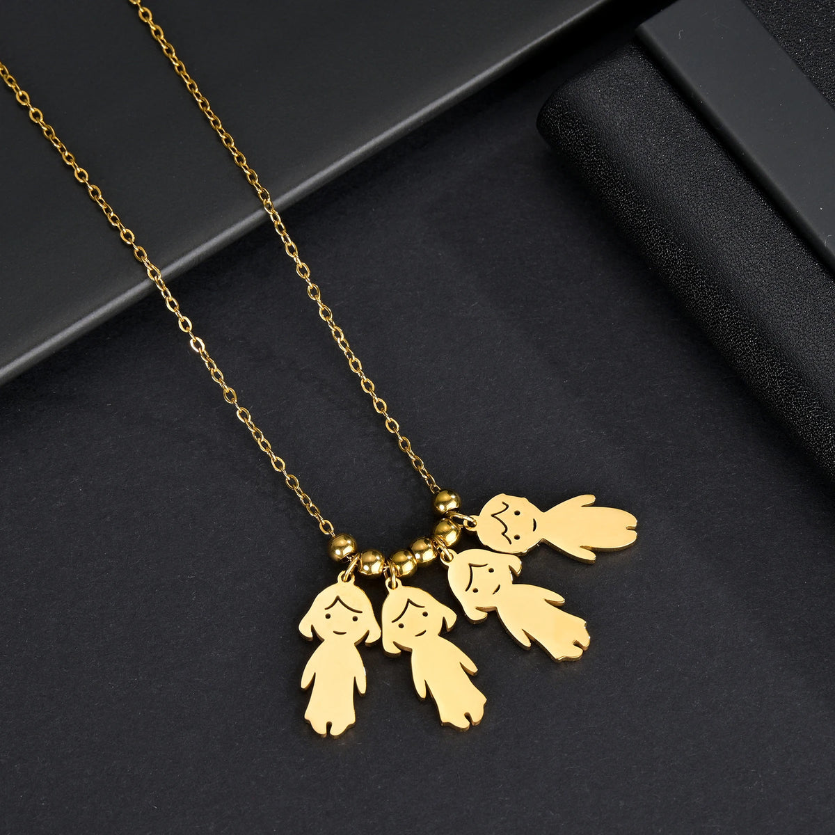 Akizoom 45cm Baby Boy Girl Kids Pendant Necklace Golden Color Stainless Steel Jewelry Chain Women Family Memorial Birthday Gifts