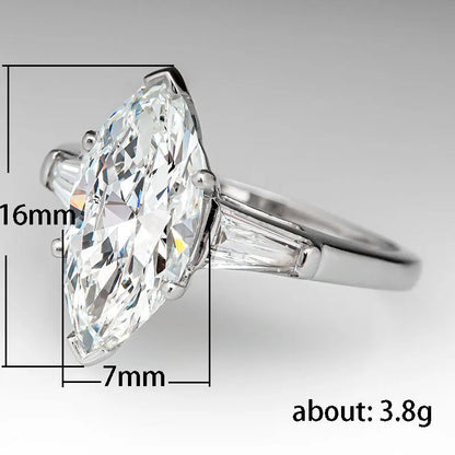 Huitan AAA White Marquise Cubic Zirconia Silver Color Band Rings Women for Engagement Wedding Accessories Temperament Jewelry