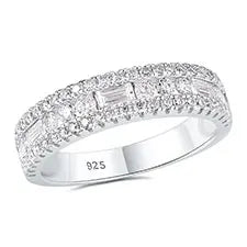 Newshe GRA Certified Moissanite Wedding Bands 925 Sterling Silver Yellow Gold Plated Promise Engagement Rings