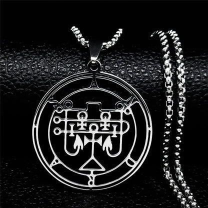 Stainless Steel Demon Seal Necklace Men/Women Silver Color Satan LILITH Necklaces & Pendants Jewery colares feminino N1331S03