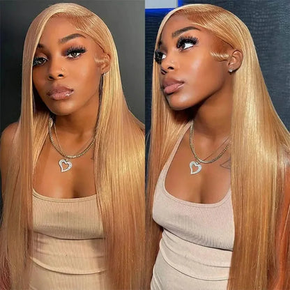 Honey Blonde #27 Straight 13x6 HD Lace Front Wig – Glueless 13x4, 250% Density