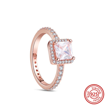 925 Sterling Silver Original Rose Gold Plated Fashion Women Ring Flower Green Zircon Design Jewelry Exquisite Wedding Gift Rings