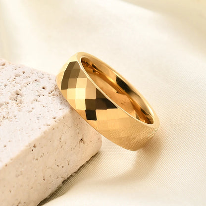 VQYSKO Vintage Patterned Band Ring Geometric Faceted Stackable Rings For Women Love Valentine's Day Wedding Gift Ldeas